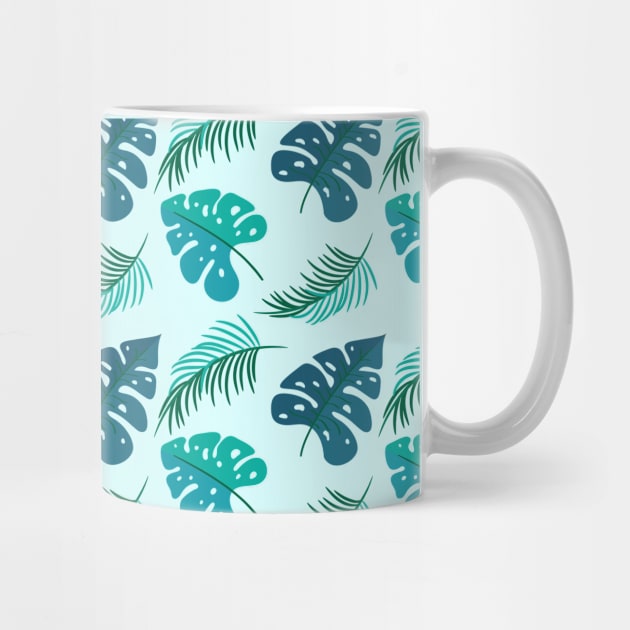 Island Botanical Blue Green Leaves by epiclovedesigns